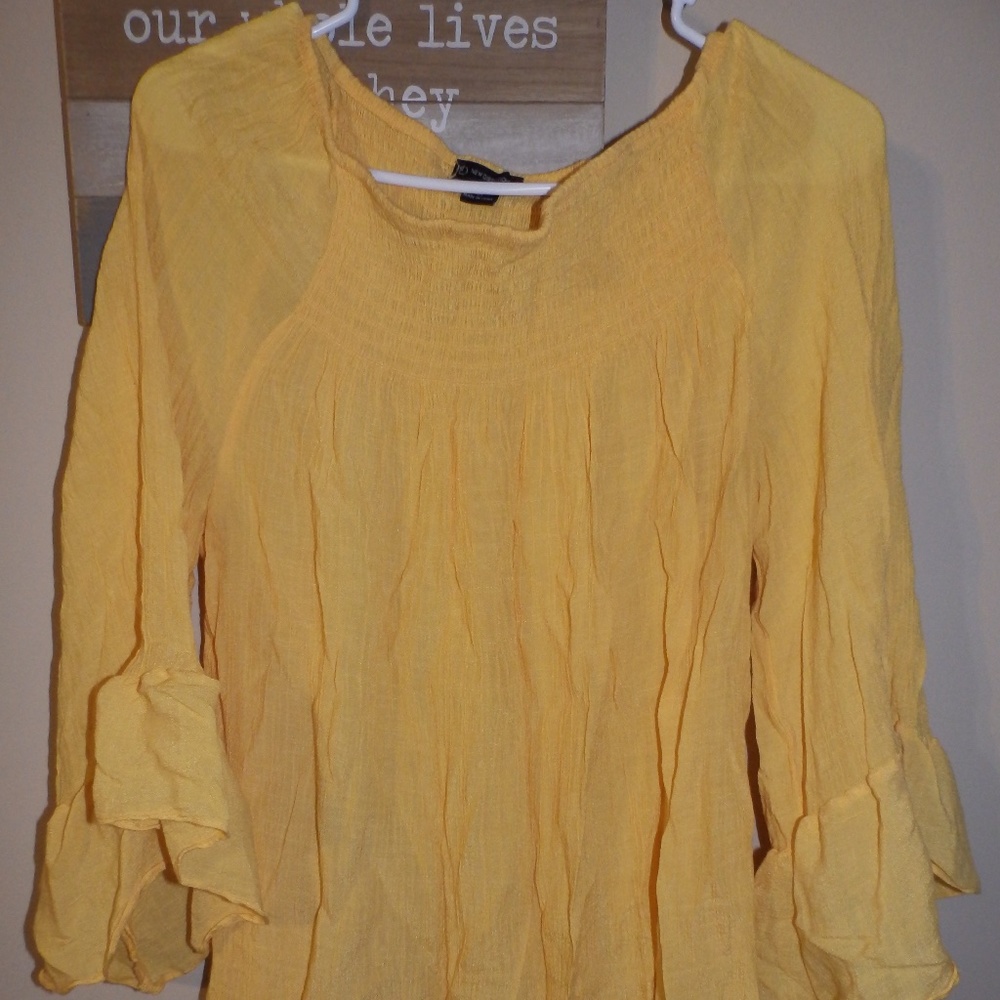 Yellow off the shoulder shirt